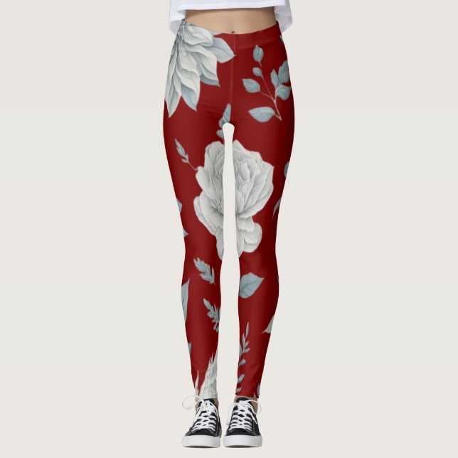 Leggings Florais Vermelhas (Frente)