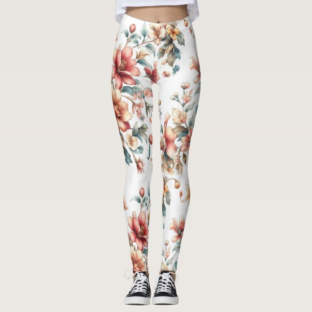Leggings Florales Acuarela: Estilo que Florece (Frente)