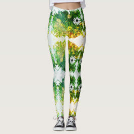 Leggings Flores Amarelas Brancas Incríveis