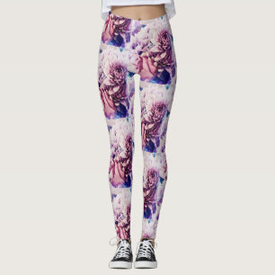 Leggings Flores de Crisântemo Rosa Cor-de-Rosa Inc