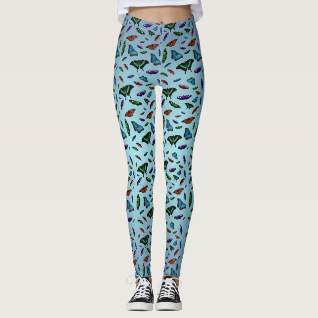 Leggings Flutterbies (Mistura Azul Céu) (Frente)
