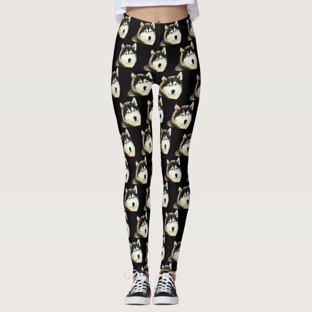 Leggings Fofas de Husky Siberiano (Frente)