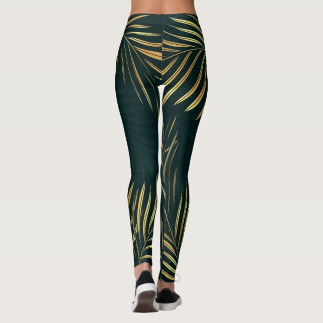Leggings Folha Botânica Tropical Dourada (Verso)
