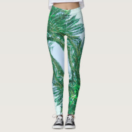 Leggings Folhas de Árvore Jacarandá Cores Verdes