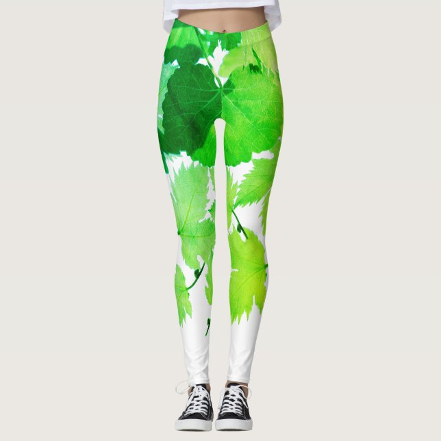 Leggings Folhas de Videira Verde Sonhadoras (Frente)