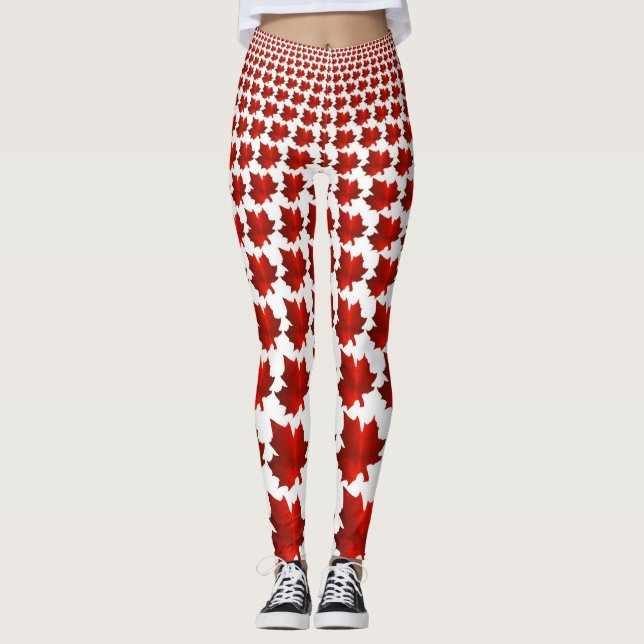 Leggings Foliares de Folha Vermelha do CANADÁ (Frente)