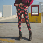 Leggings Foliares de Folha Vermelha e Preta do Can<br><div class="desc">Celebre o dia do Canadá e do Canadá com essas leggings de padrão de folhas de mapa. A cor de fundo pode ser personalizada para corresponder à sua roupa favorita.</div>