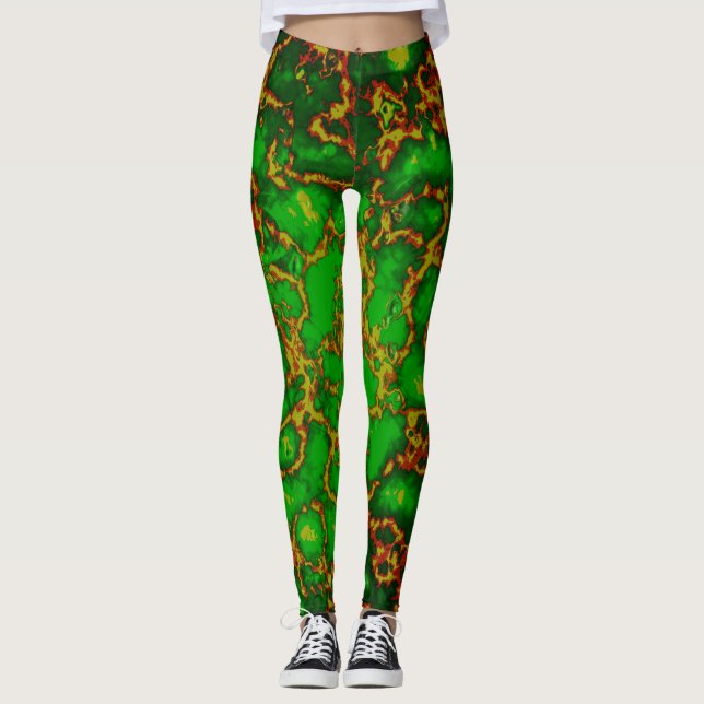 Leggings Fractais Grunge Verde (Frente)