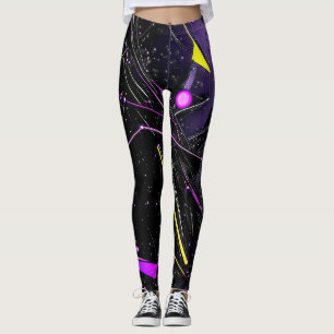 Leggings Futurísticas De Galáxias Neonárias De Pul