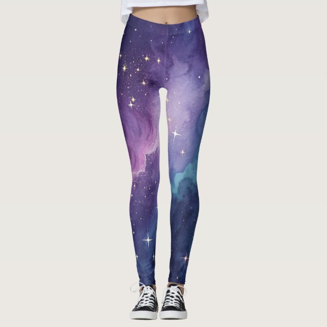 Leggings Galáxia Céu Noturno Estrelado (Frente)