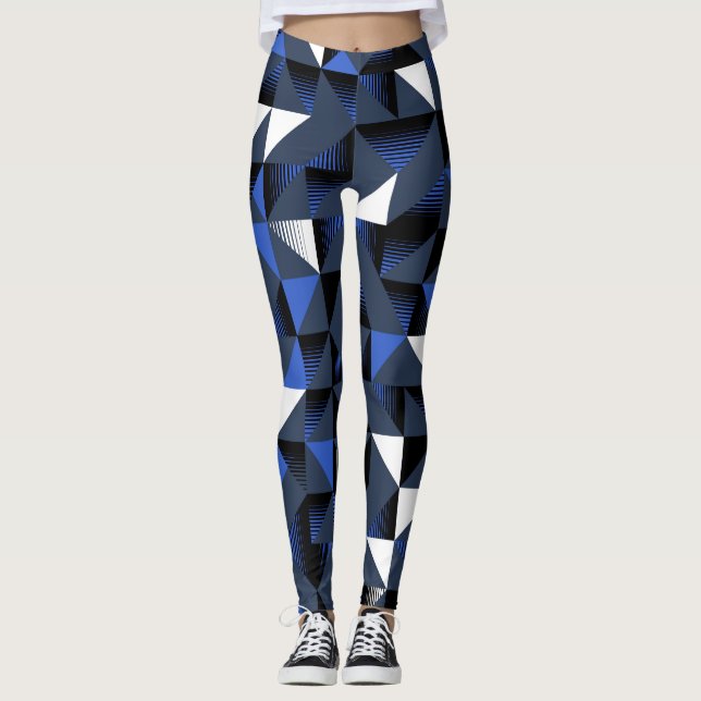 Leggings Geométricas Azuis/Brancas (Frente)