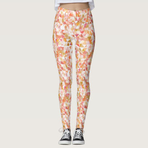 Leggings geométricas de Abstrato - Laranja cor-de-