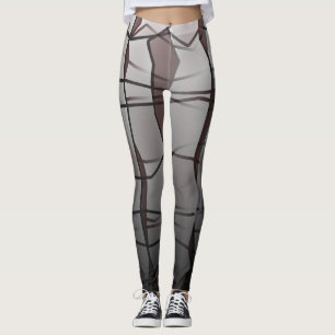 Leggings geométricas de efeito de malha das Cinzas