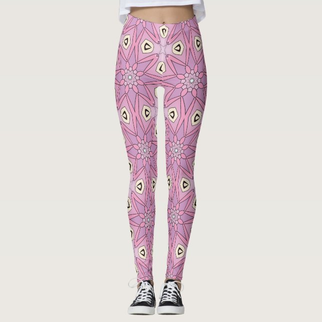 leggings geométricas de flores pastel (Frente)