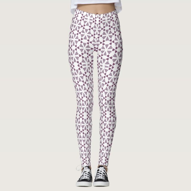 Leggings geométricas de Namorados feminino Maroon/ (Frente)