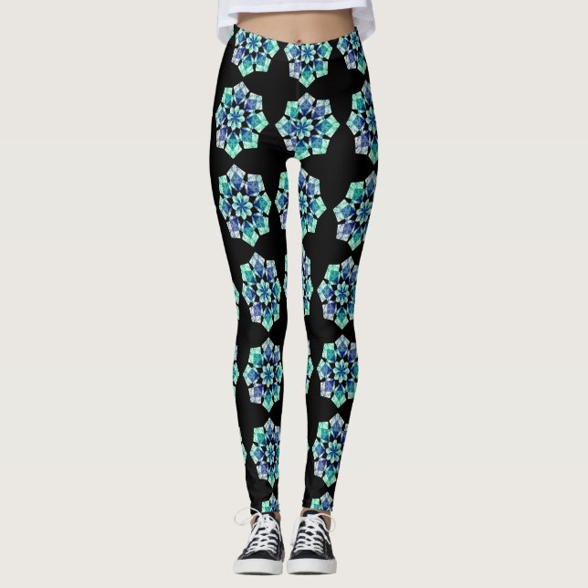 Leggings Geométricas de Padrões Totalmente Impress (Frente)