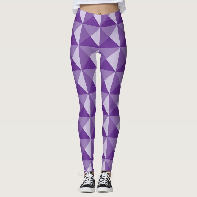 Leggings geométricas de púrpura (Frente)