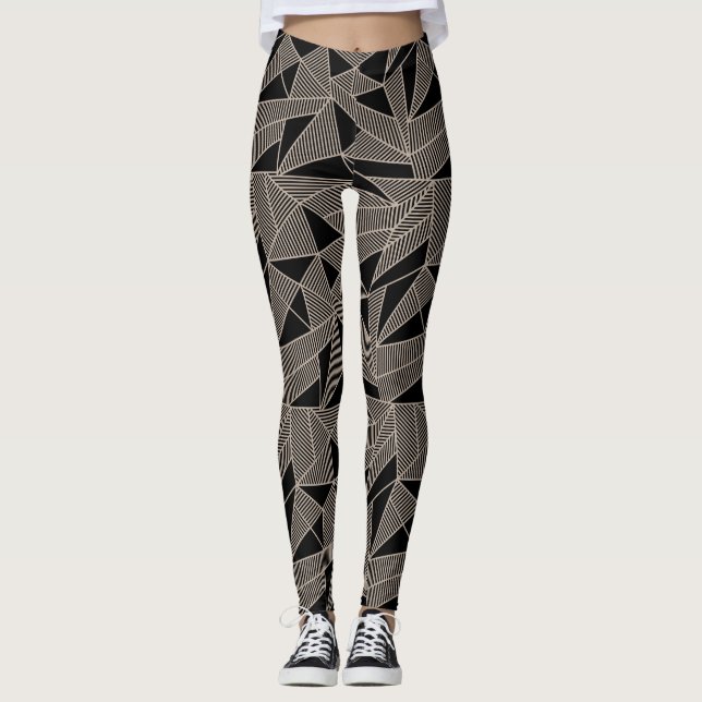 Leggings geométricas femininas de preto/tom (Frente)