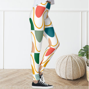 Leggings Geométricas Laranja Retro Groovy