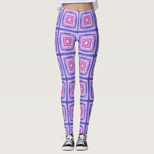 Leggings Geométricas Rosa e Roxo (Frente)