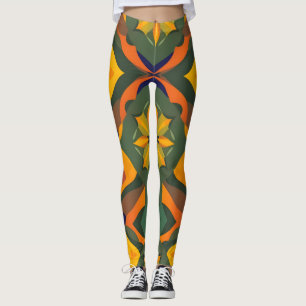 Leggings Geométricas Vibrantes - Repetição de Cor 