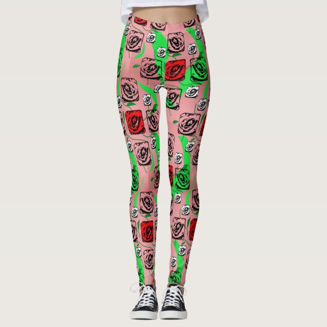 Leggings Gráficas de Rosas (Frente)