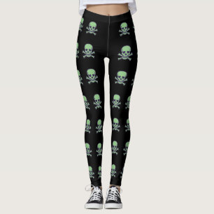 Leggings Green Skull caveiras grandes