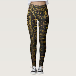 Leggings Hieróglifas Douradas Egípcias