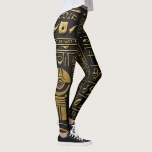 Leggings Hieróglifas Douradas Egípcias