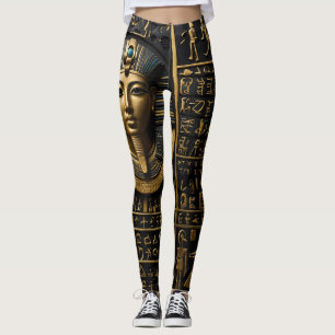 Leggings Hieróglifas Douradas Egípcias