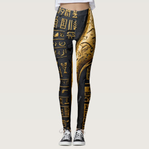 Leggings Hieróglifas Douradas Egípcias