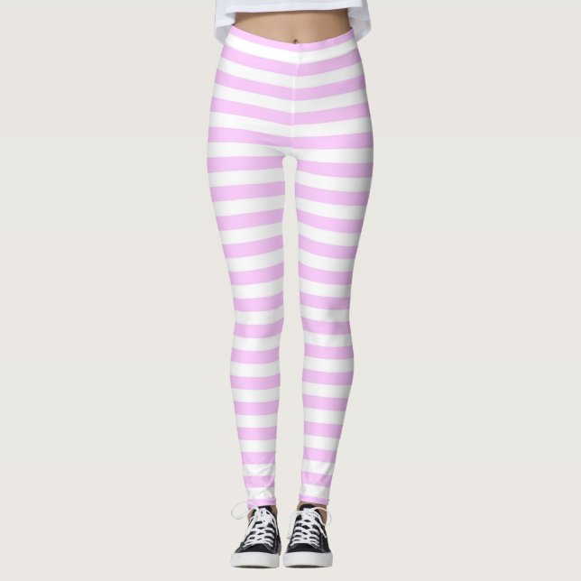Leggings horizontais de faixa lilás (Frente)