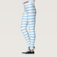 Leggings Horizontais de Verão Azul-Branco