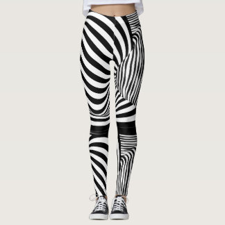 Leggings Ilusão Listras Preto e Branco Zebra
