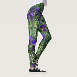 Leggings Impressão-All-Over Do Jardim Íris Roxo