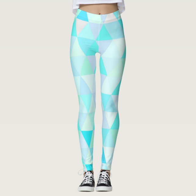 Leggings impressas com design de padrão verde-lacr (Frente)