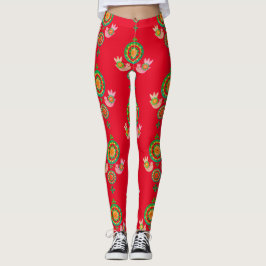 Leggings IMPRESSAS DE ARTE FOLK DE NATAL