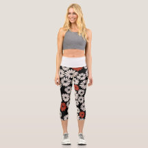 Leggings impressas em flores para mulheres