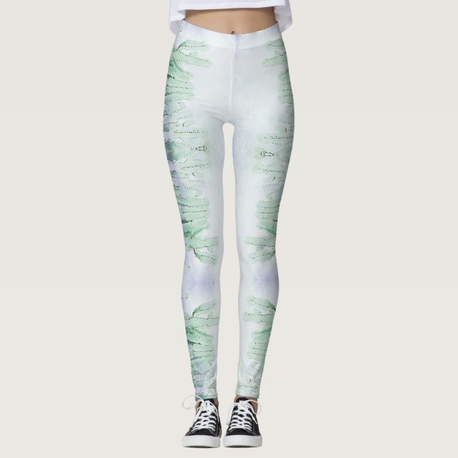 Leggings Incríveis com Padrão de Cactus Verde Páli (Frente)