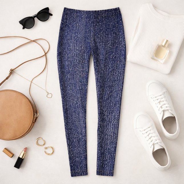 Leggings Indigo Rinse Falso Denim (trendy mockup styled to spotlight that faux denim vibe )