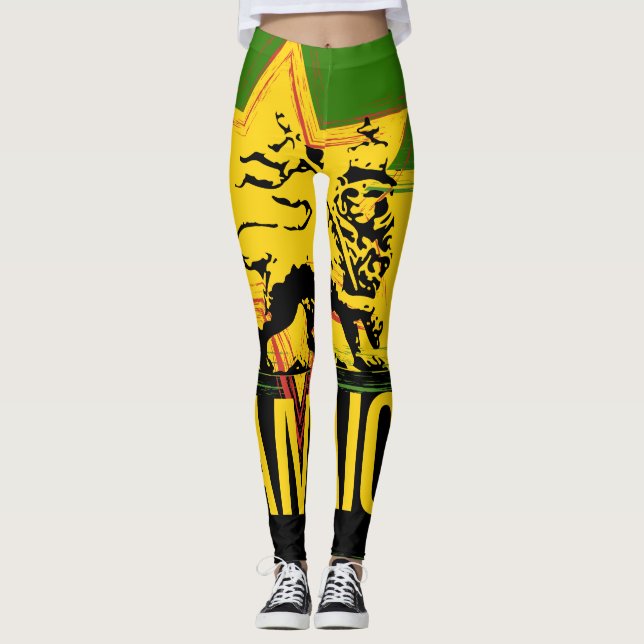 Leggings Jamaicanos Design do Leão de Judá (Frente)