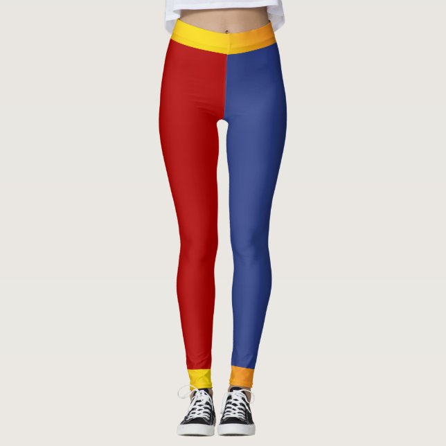 Leggings Laranja Azul Vermelho (Frente)