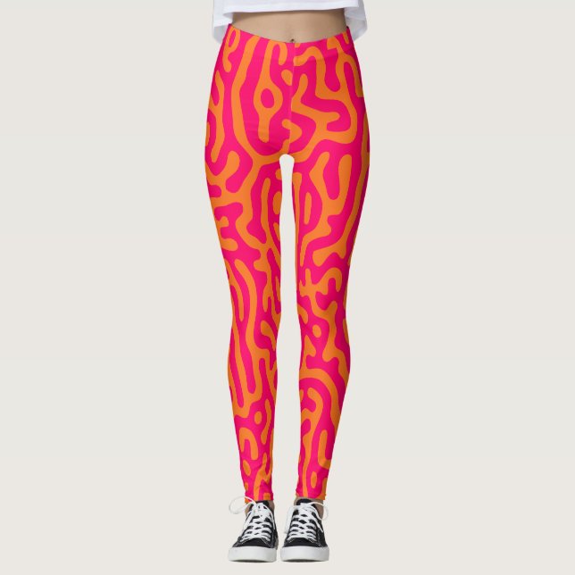 Leggings laranja fúcsia modernas e elegantes (Frente)
