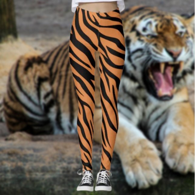 Leggings Laranja Listras de Tigre – Impressão Anim (Criador carregado)