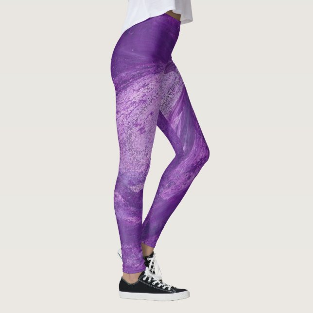Leggings legal de Abstrato Roxo e Lavanda (Direita)