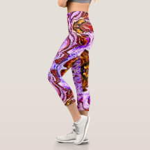Leggings Lilac Pink & Red Capri