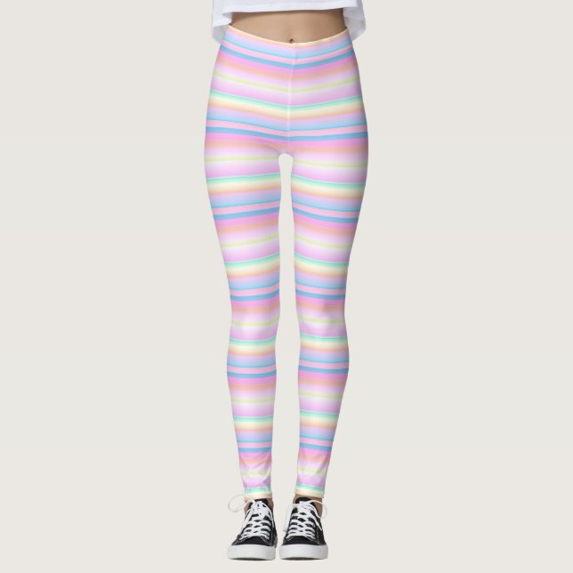 Leggings listradas criativas de coloração suave de (Frente)