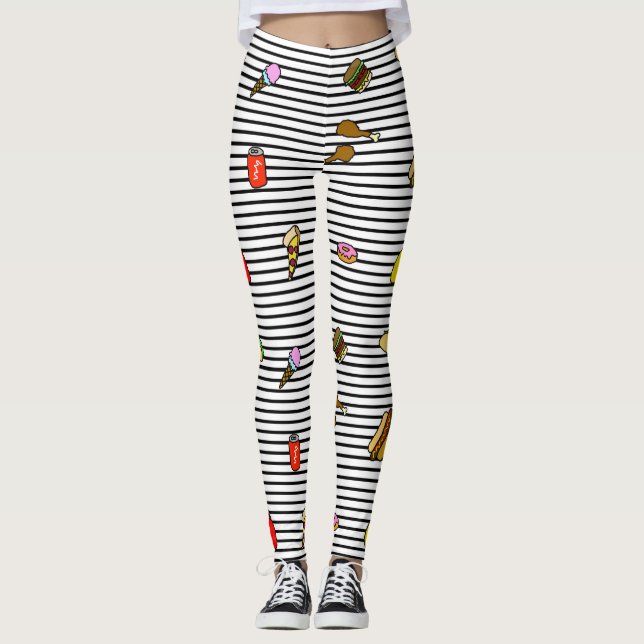 Leggings Listradas de Fast Food (Frente)