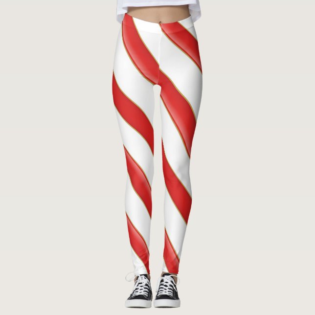 Leggings Listradas de Natal Cane de Açúcar (Frente)
