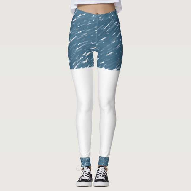 Leggings Longos Brancos & Azuis (Frente)